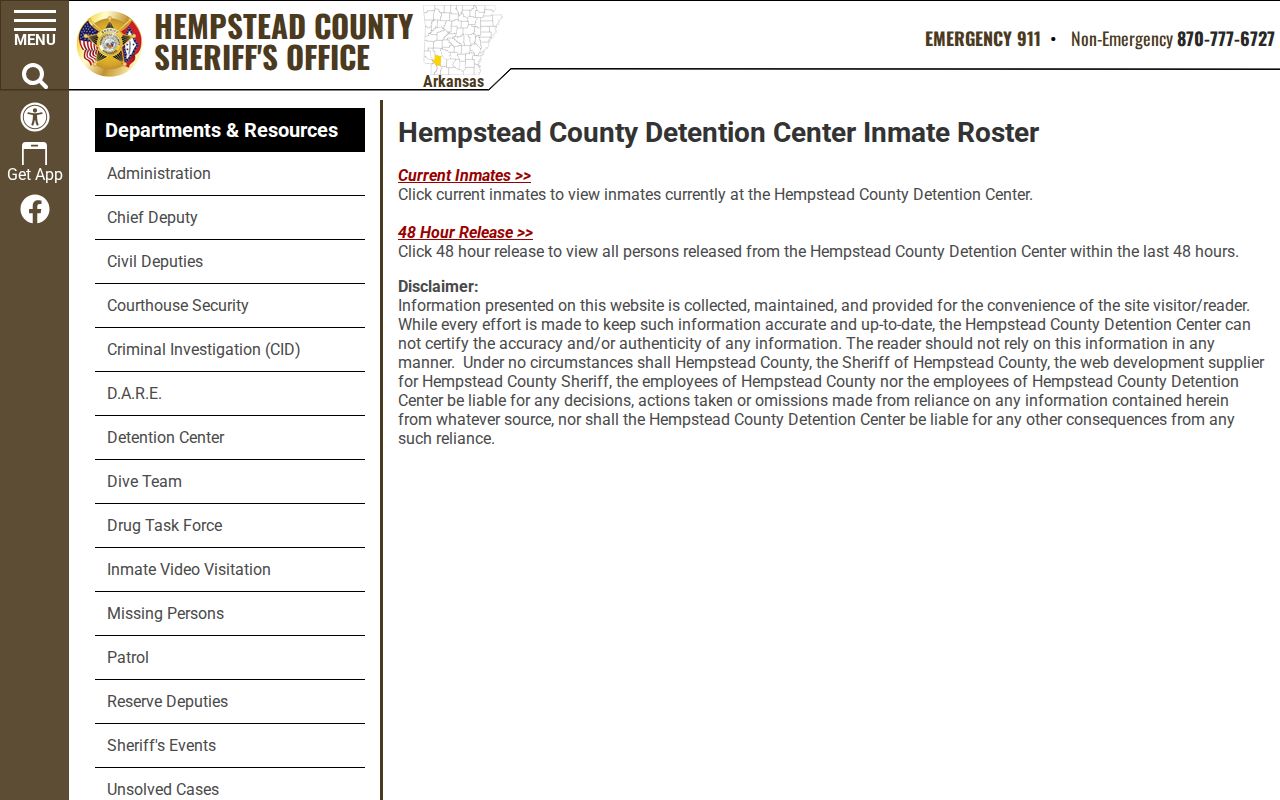Hempstead County busted mugshots roster gateway